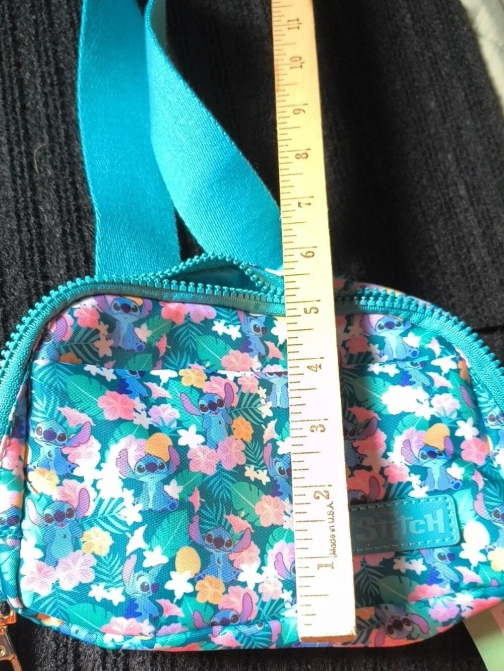 Bioworld Disney Teal Floral Stitch Kids Crossbody Bag